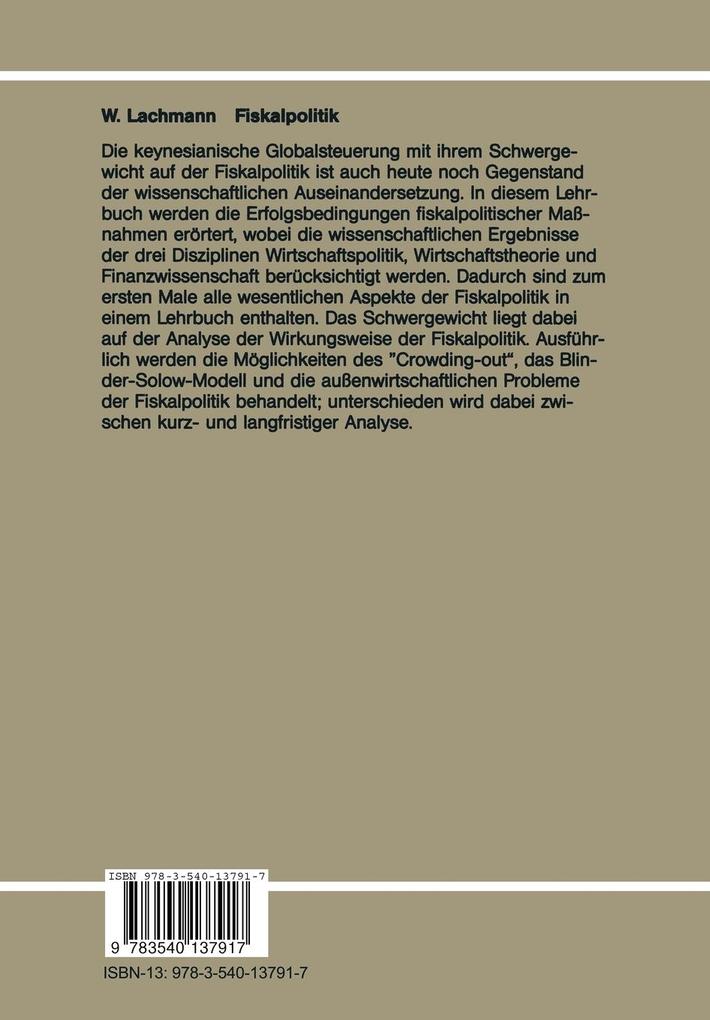 Weitere Ansicht: Fiskalpolitik | Werner Lachmann