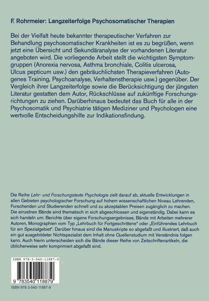 Weitere Ansicht: Langzeiterfolge Psychosomatischer Therapien | Franz Rohrmeier