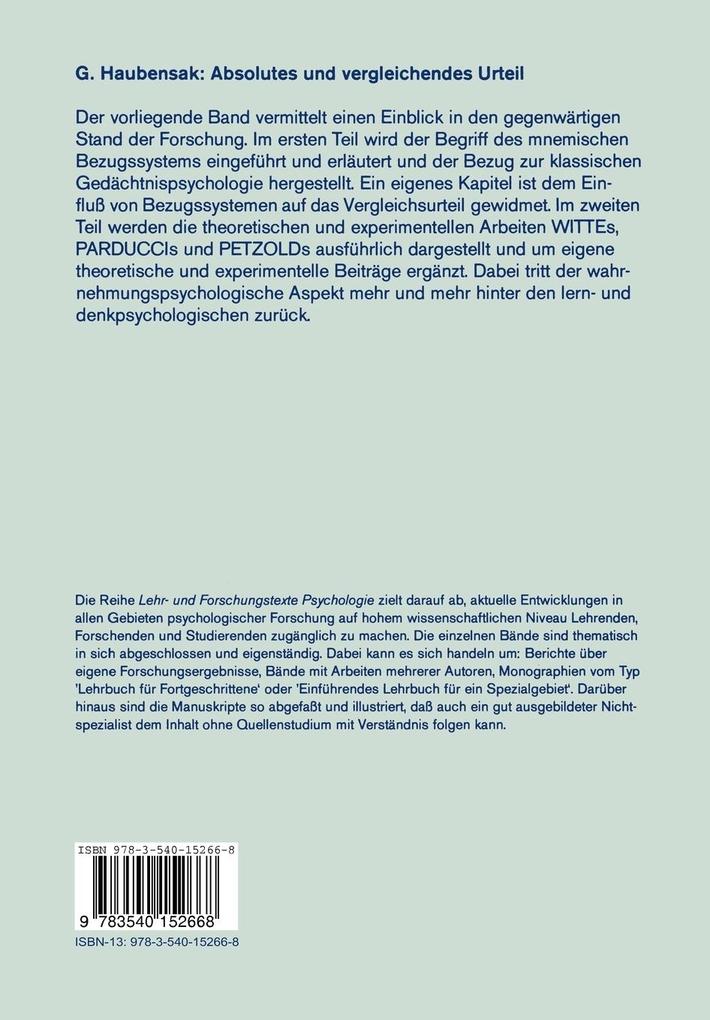 Weitere Ansicht: Absolutes und vergleichendes Urteil | Gert Haubensak