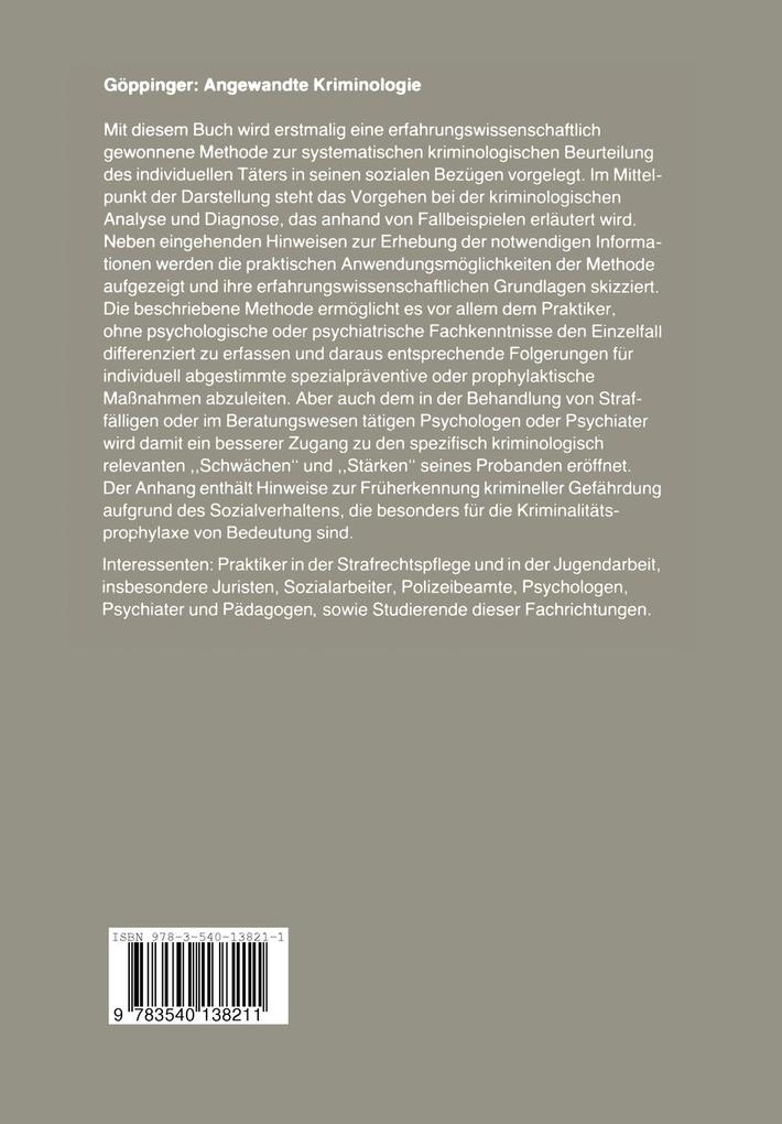 Weitere Ansicht: Angewandte Kriminologie | H. Göppinger