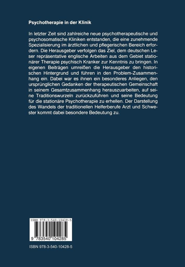 Weitere Ansicht: Psychotherapie in der Klinik | Friedrich Beese, Hermann Hilpert, R. Schwarz