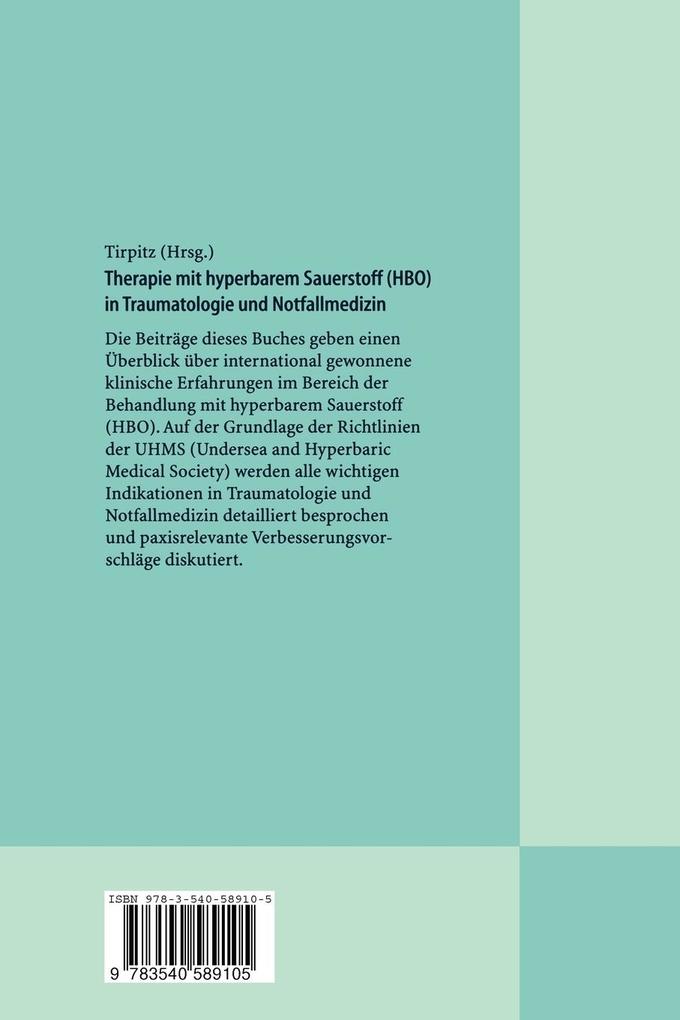 Weitere Ansicht: Therapie mit hyperbarem Sauerstoff (HBO) in der Traumatologie und Notfallmedizin | Dietmar Tirpitz