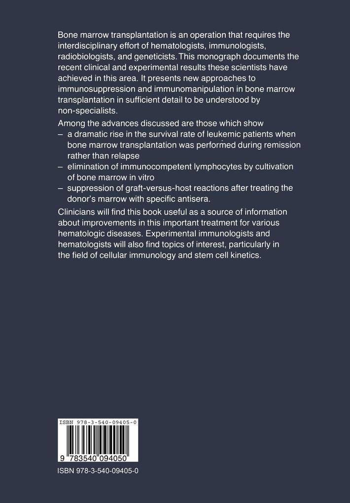 Weitere Ansicht: Immunobiology of Bone Marrow Transplantation