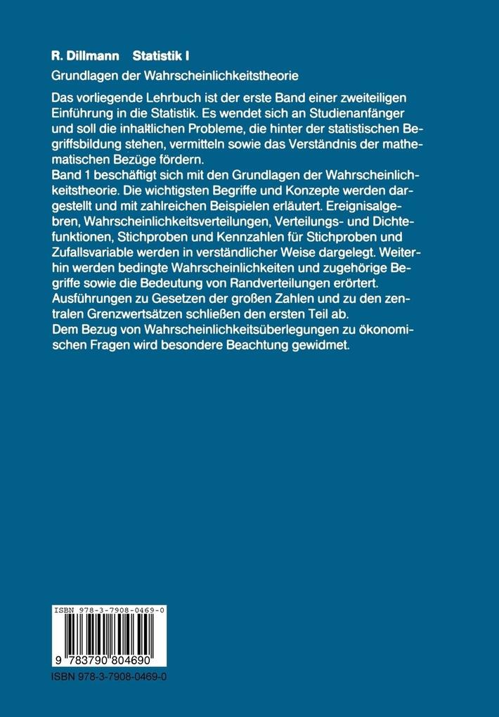 Weitere Ansicht: Statistik I | Roland Dillmann