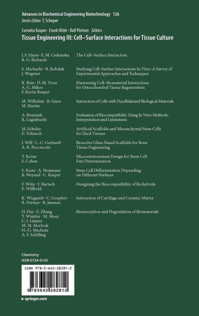 Weitere Ansicht: Tissue Engineering III: Cell - Surface Interactions for Tissue Culture