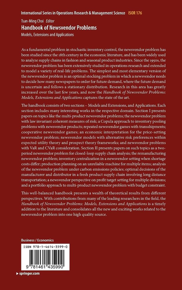 Weitere Ansicht: Handbook of Newsvendor Problems