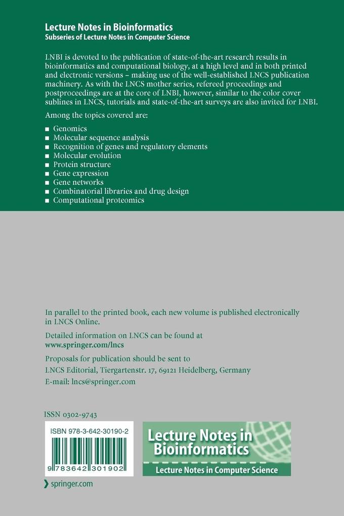 Weitere Ansicht: Bioinformatics Research and Applications