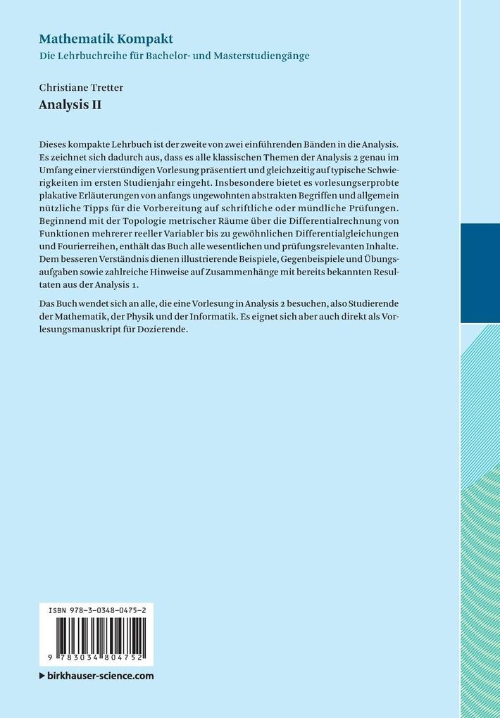 Weitere Ansicht: Analysis II | Christiane Tretter