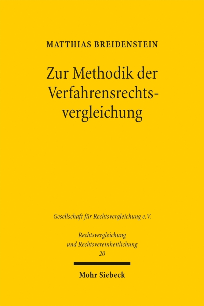 Produktbild: Zur Methodik der Verfahrensrechtsvergleichung | Matthias Breidenstein
