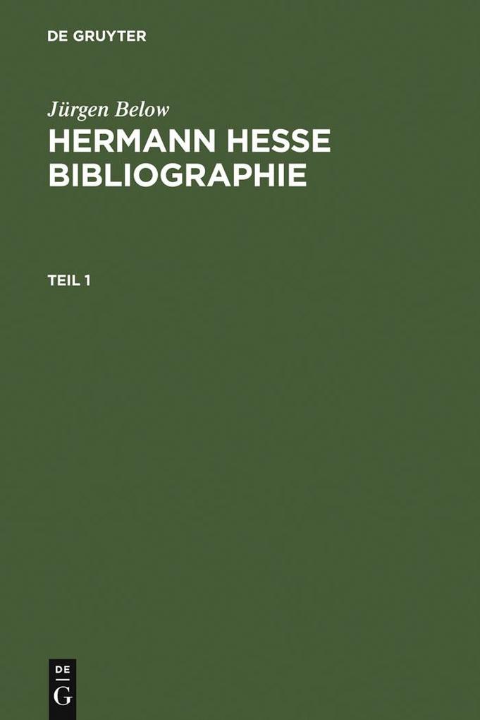 Produktbild: Hermann Hesse Bibliographie | Jürgen Below