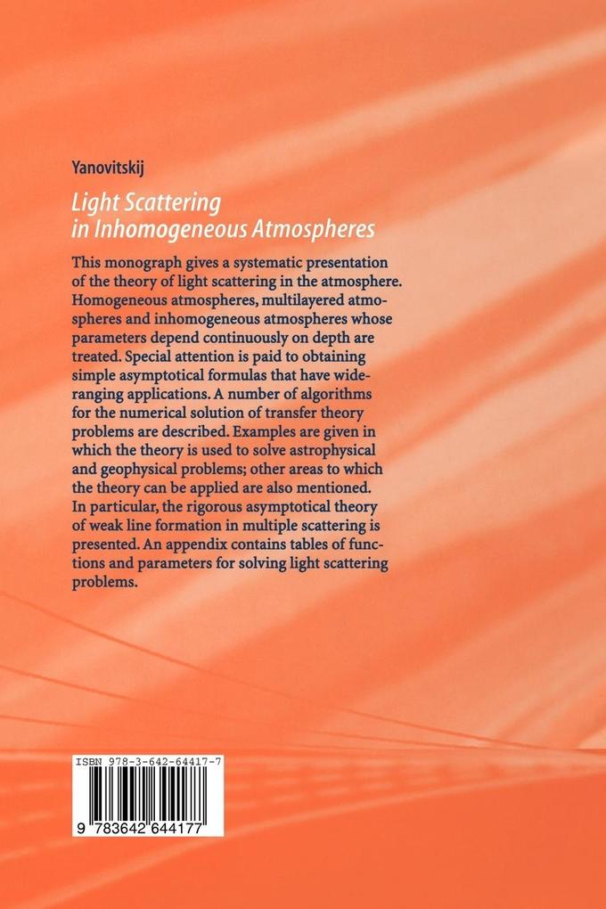 Weitere Ansicht: Light Scattering in Inhomogeneous Atmospheres | Edgard G. Yanovitskij