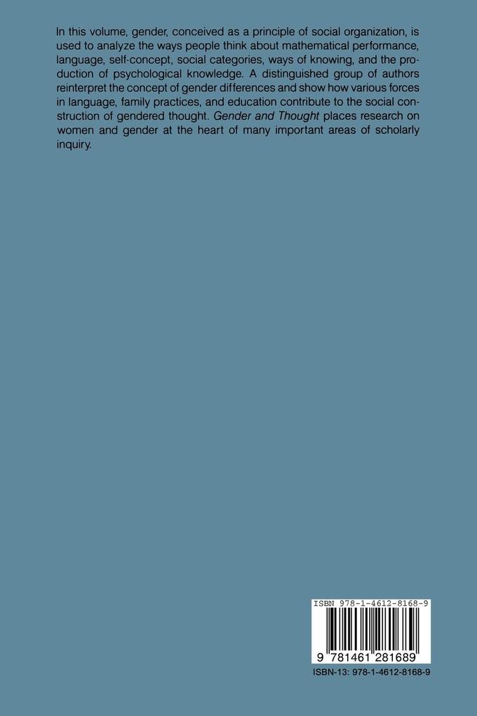 Weitere Ansicht: Gender and Thought: Psychological Perspectives