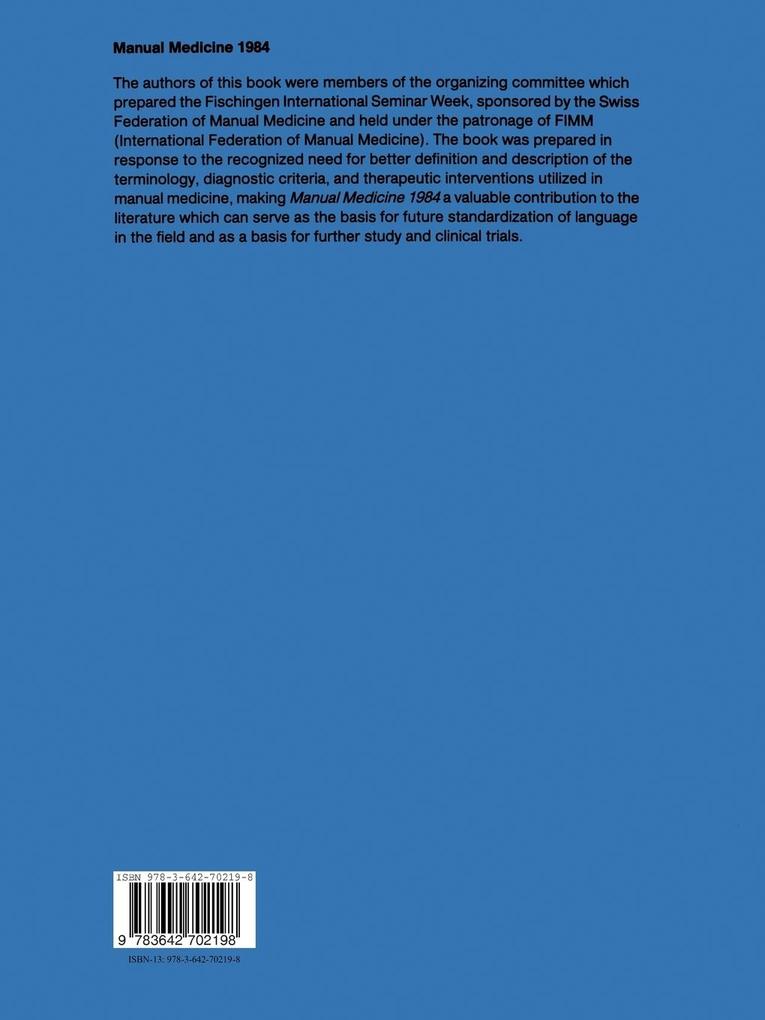 Weitere Ansicht: Manual Medicine 1984 | E. Schegg, T. Tritschler