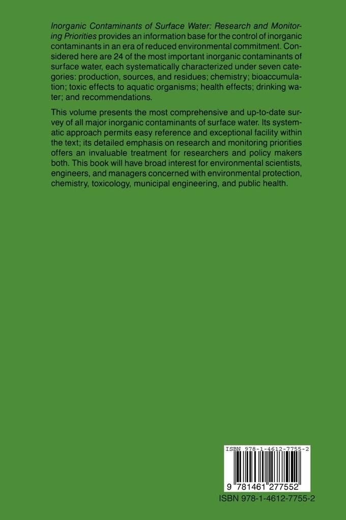 Weitere Ansicht: Inorganic Contaminants of Surface Water | James W. Moore