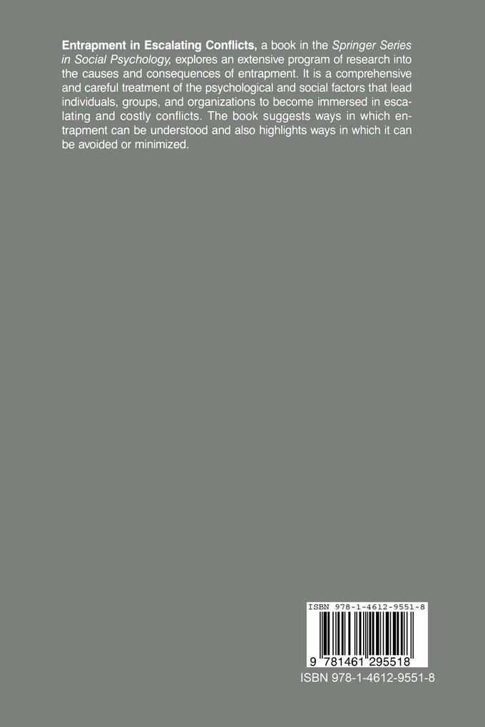 Weitere Ansicht: Entrapment in Escalating Conflicts | J. Brockner, J.Z. Rubin, Joel Brockner