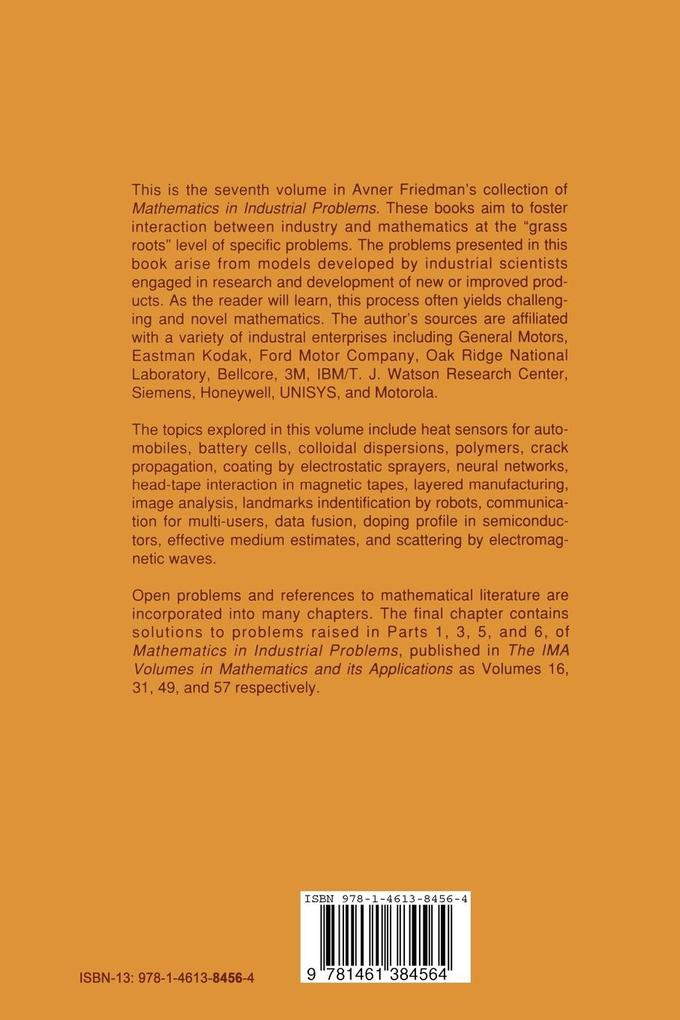 Weitere Ansicht: Mathematics in Industrial Problems | Avner Friedman