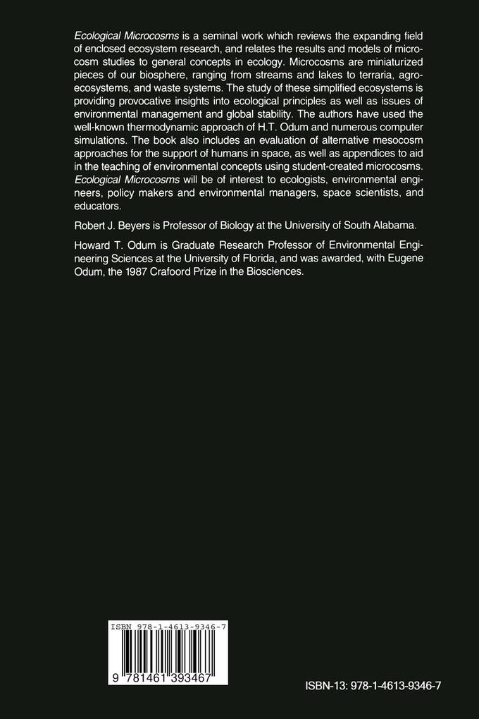 Weitere Ansicht: Ecological Microcosms | Robert J. Beyers, Howard T. Odum