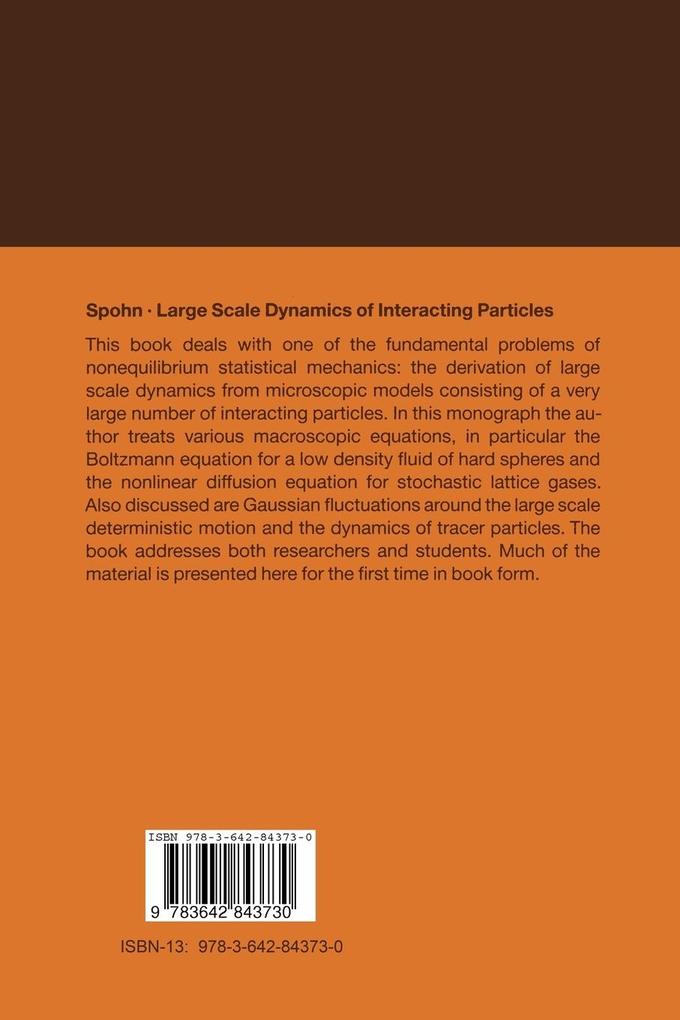Weitere Ansicht: Large Scale Dynamics of Interacting Particles | Herbert Spohn