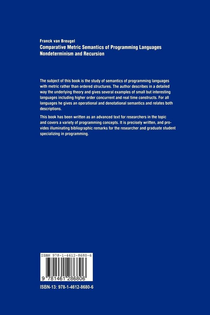 Weitere Ansicht: Comparative Metric Semantics of Programming Languages | Franck van Breughel