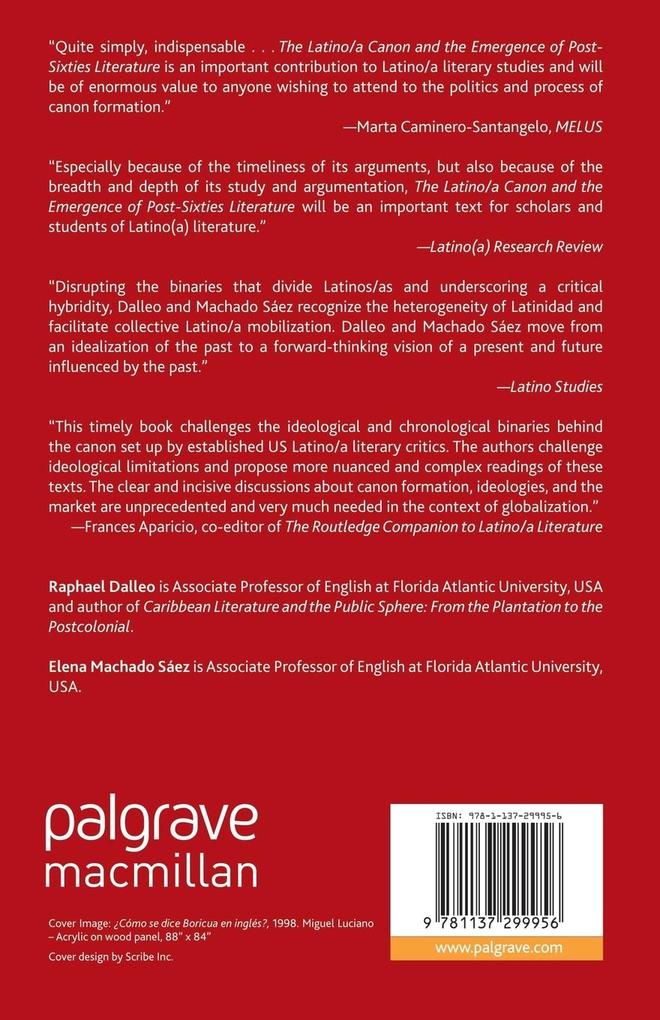 Weitere Ansicht: The Latino/A Canon and the Emergence of Post-Sixties Literature | E. Machado Sáez, R. Dalleo