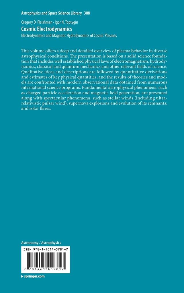 Weitere Ansicht: Cosmic Electrodynamics | Gregory D. Fleishman, Igor N. Toptygin