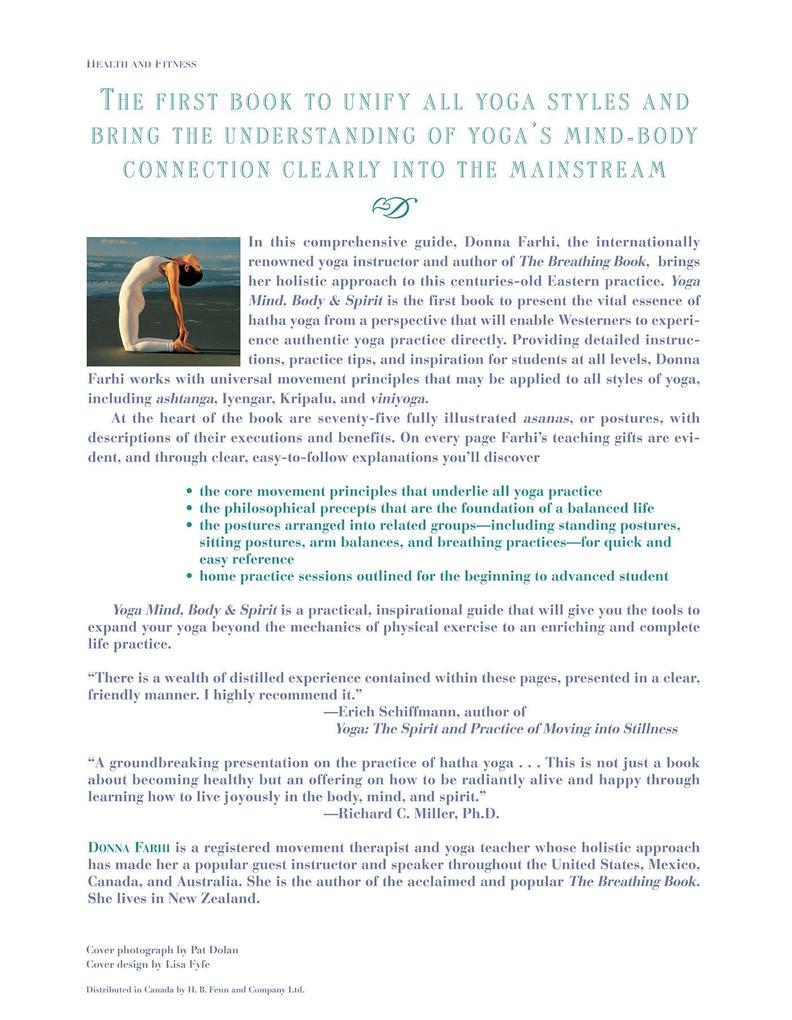 Weitere Ansicht: Yoga Mind, Body & Spirit | Donna Farhi