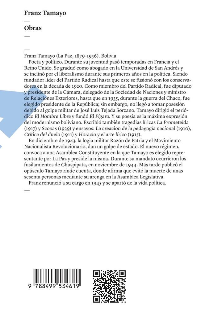 Weitere Ansicht: Obras | Franz Tamayo