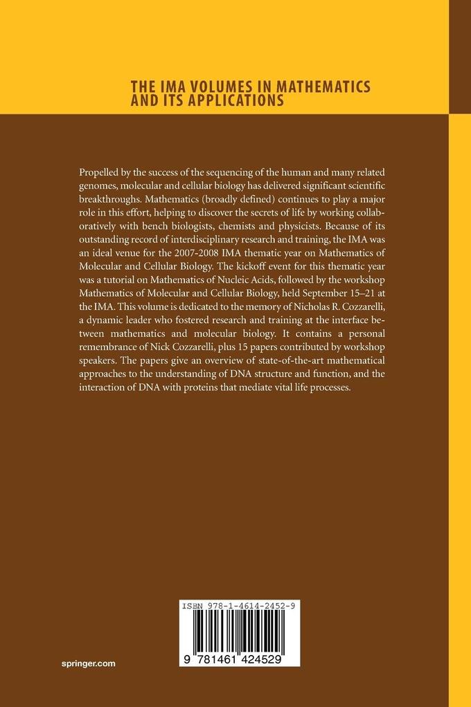Weitere Ansicht: Mathematics of DNA Structure, Function and Interactions
