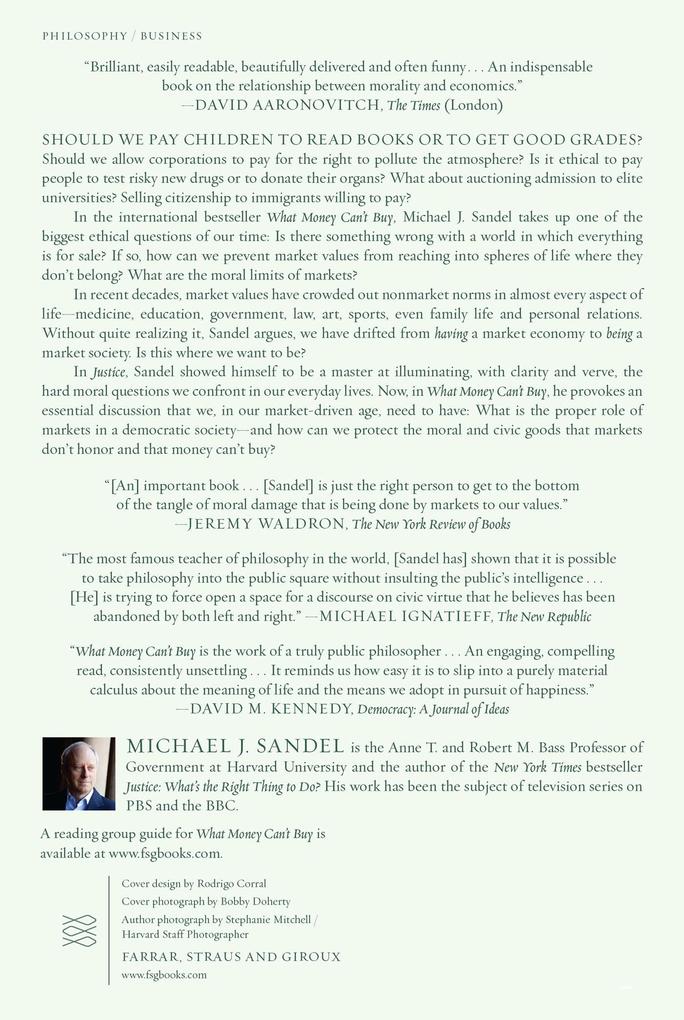 Weitere Ansicht: What Money Can't Buy | Michael J. Sandel