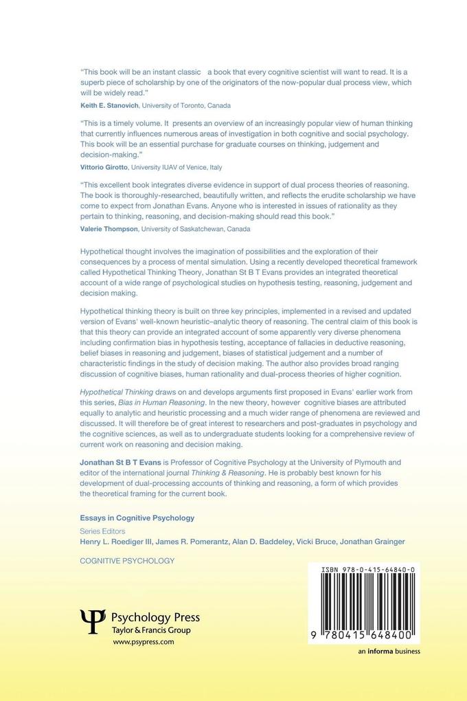 Weitere Ansicht: Hypothetical Thinking | Jonathan St. B. T. Evans