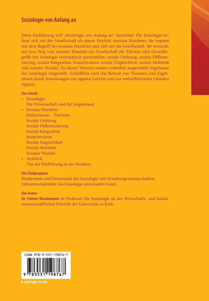 Weitere Ansicht: Soziologie von Anfang an | Heiner Meulemann