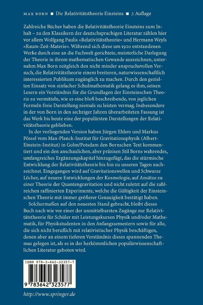 Weitere Ansicht: Die Relativitätstheorie Einsteins | Max Born