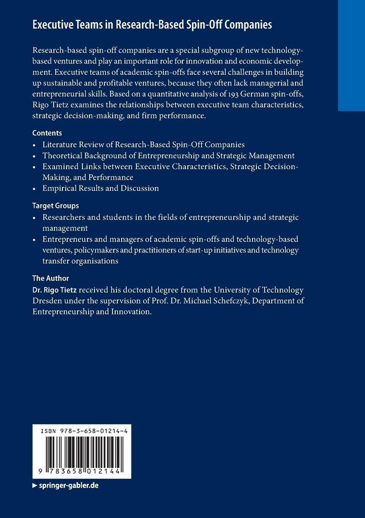 Weitere Ansicht: Executive Teams in Research-Based Spin-Off Companies | Rigo Tietz