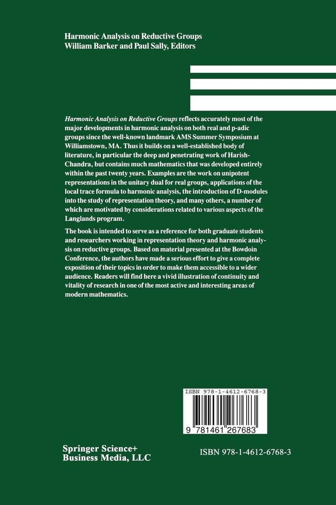 Weitere Ansicht: Harmonic Analysis on Reductive Groups