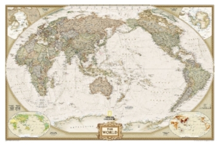 Produktbild: National Geographic World, Pacific Centered Wall Map - Executive (46 X 30.5 In) | National Geographic Maps