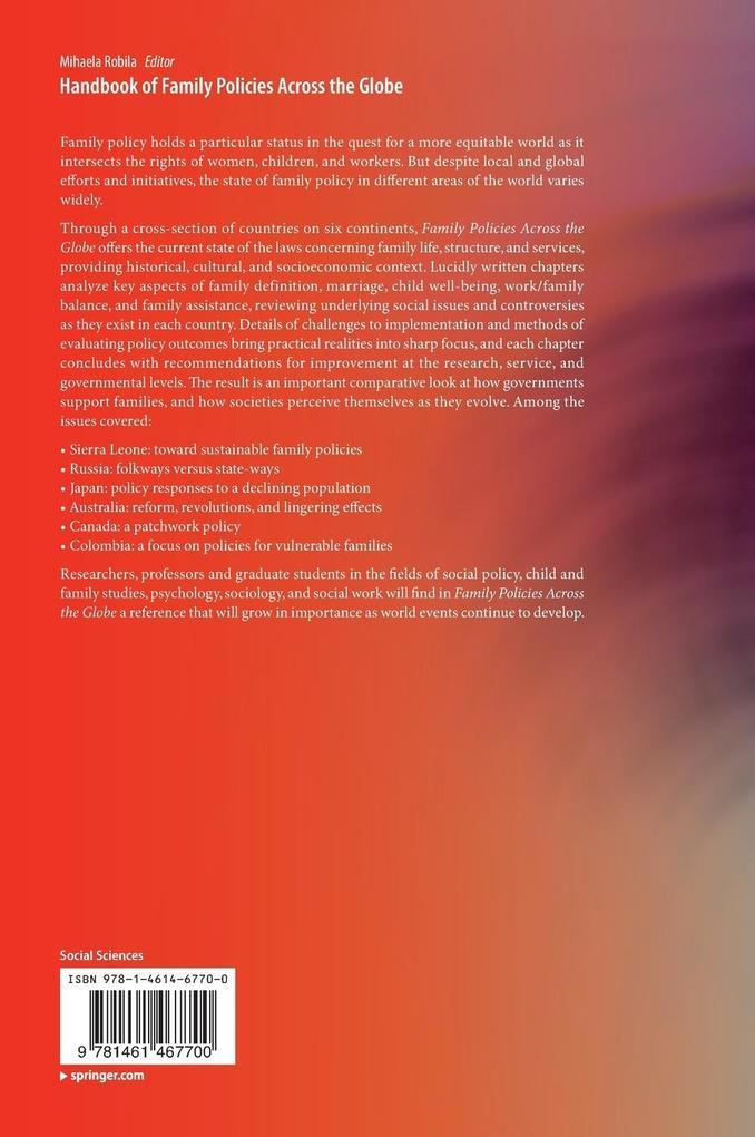Weitere Ansicht: Handbook of Family Policies Across the Globe