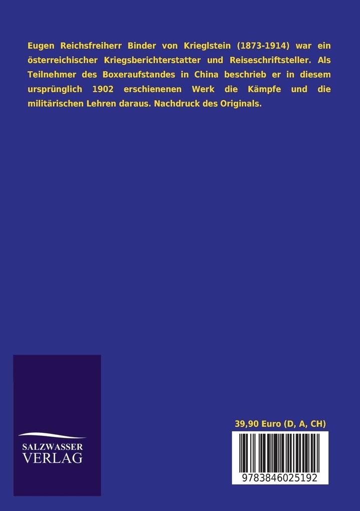 Weitere Ansicht: Die Kämpfe des Deutschen Expeditionskorps in China und ihre militärischen Lehren | Eugen Binder von Krieglstein