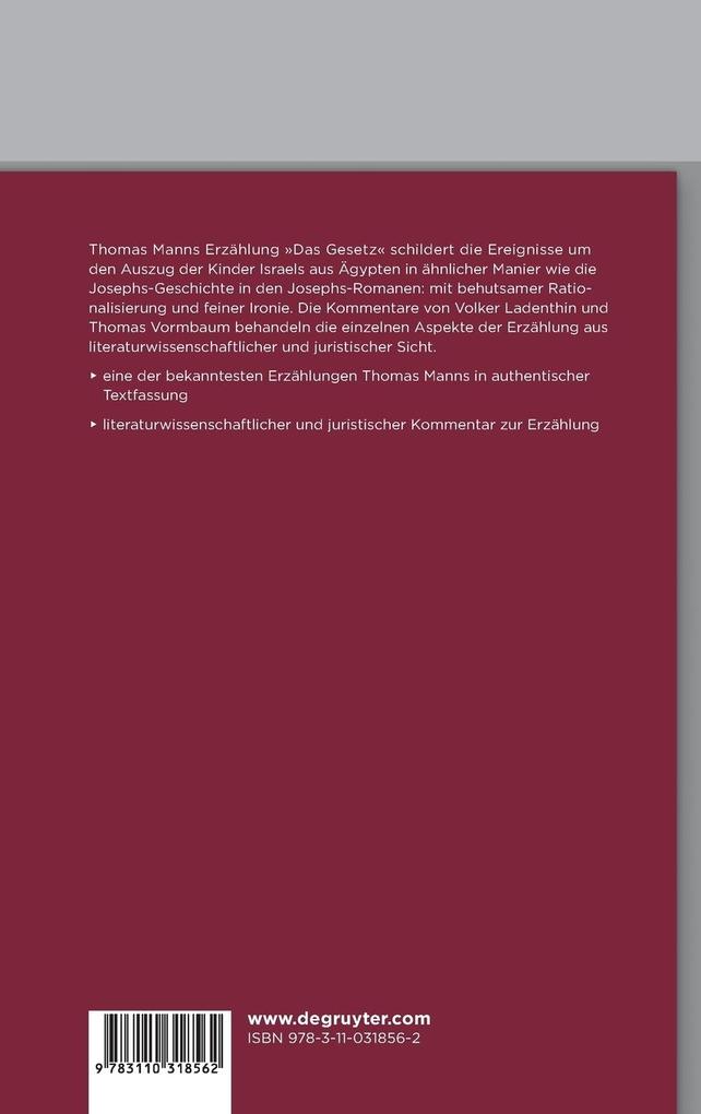 Weitere Ansicht: Das Gesetz | Thomas Mann