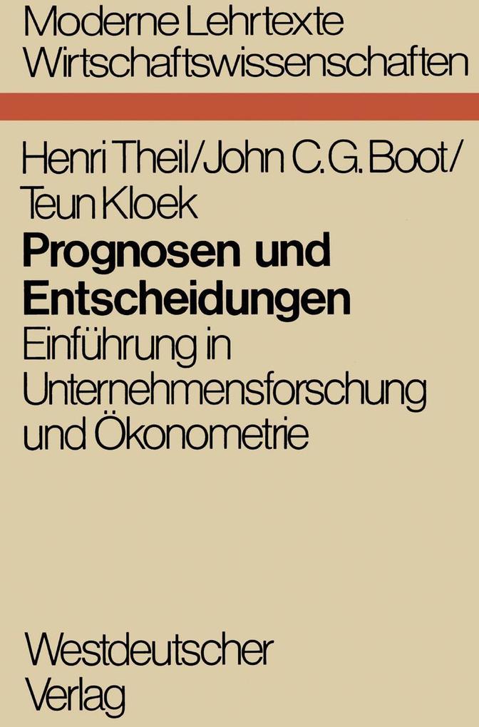 Produktbild: Prognosen und Entscheidungen | Henri Theil