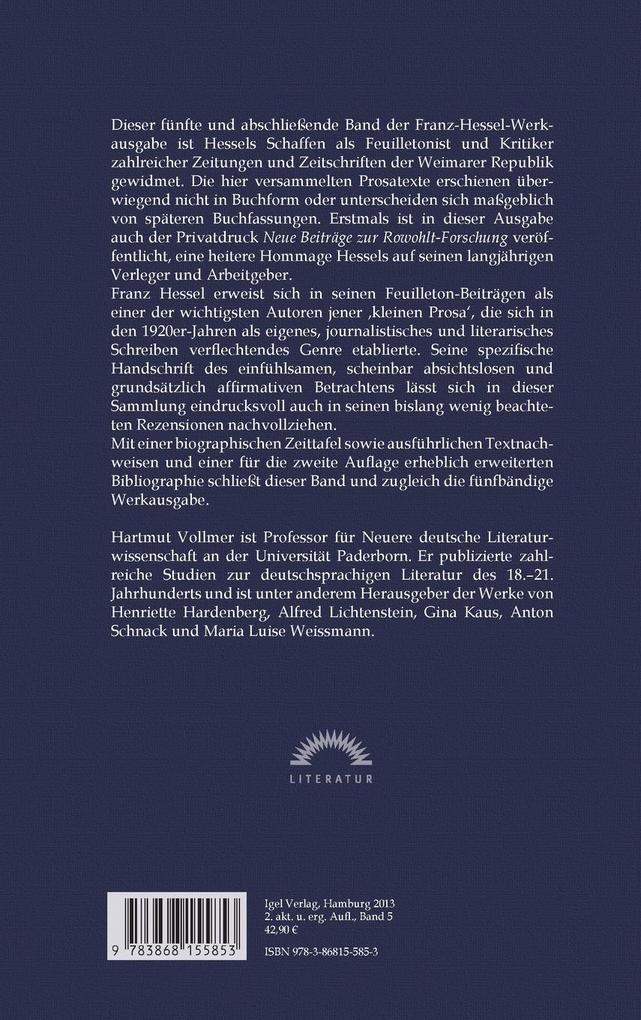Weitere Ansicht: Franz Hessel: Verstreute Prosa, Kritiken | Franz Hessel