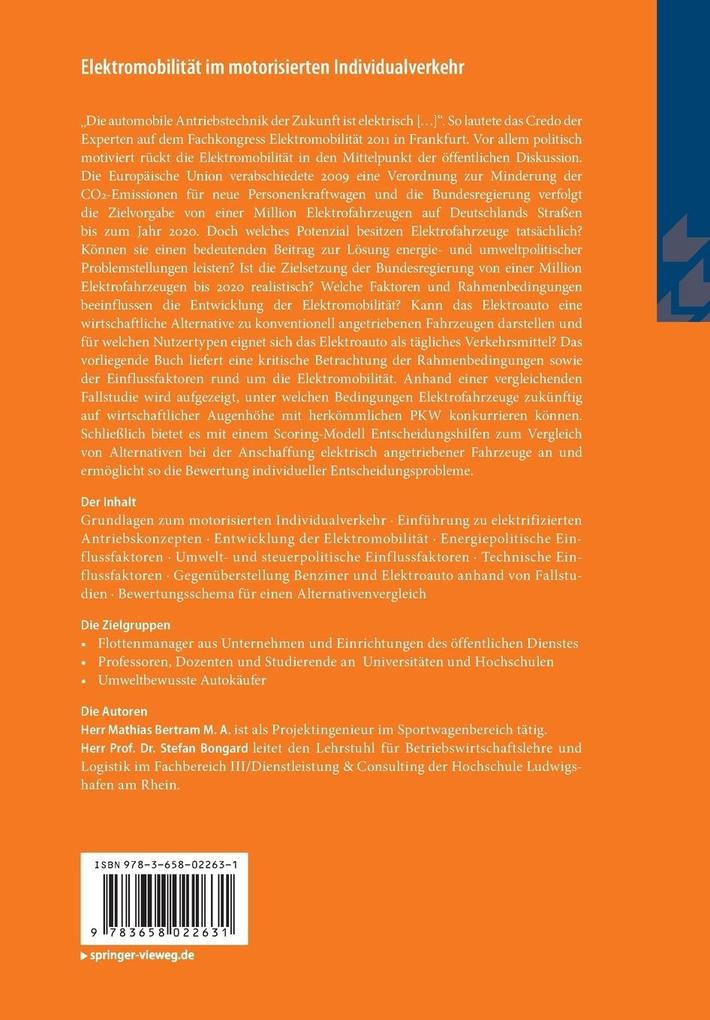 Weitere Ansicht: Elektromobilität im motorisierten Individualverkehr | Mathias Bertram, Stefan Bongard