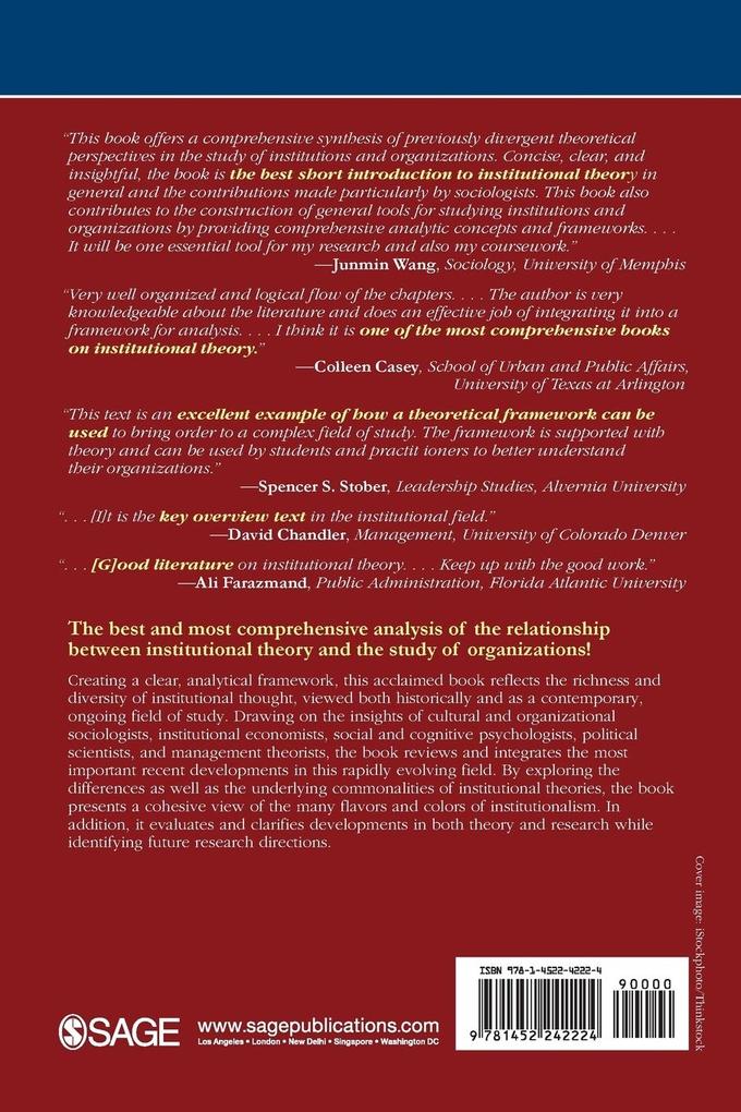 Weitere Ansicht: Institutions and Organizations | W. Richard Richard Scott