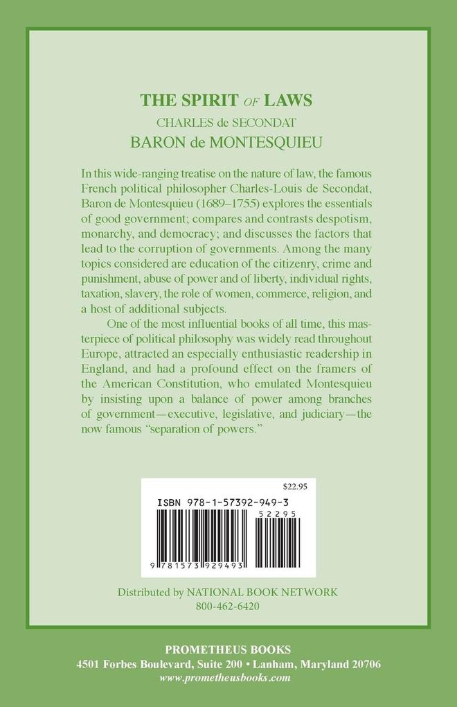 Weitere Ansicht: The Spirit of Laws | Charles Lois Montesquieu