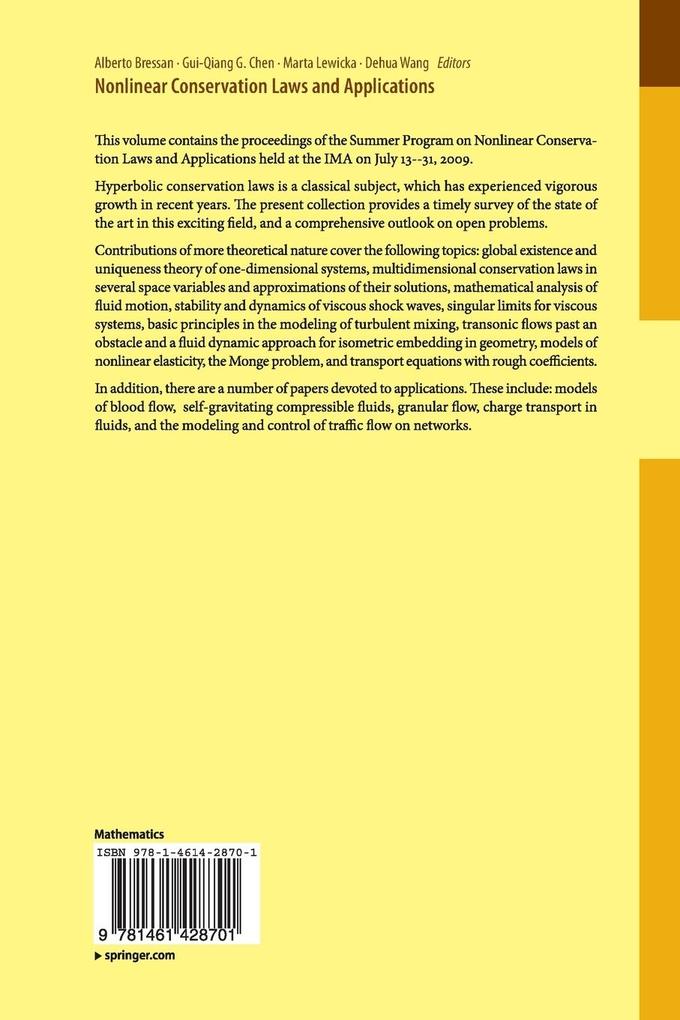 Weitere Ansicht: Nonlinear Conservation Laws and Applications