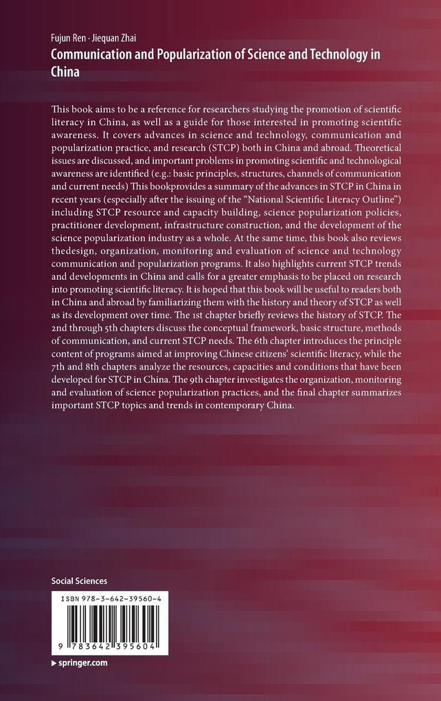 Weitere Ansicht: Communication and Popularization of Science and Technology in China | Fujun Ren, Jiequan Zhai