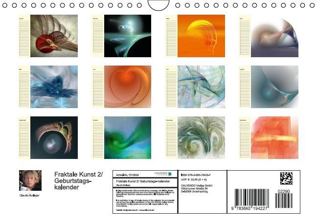 Weitere Ansicht: Fraktale Kunst 2/Geburtstagskalender (Wandkalender immerwährend DIN A4 quer) | Claudia Burlager