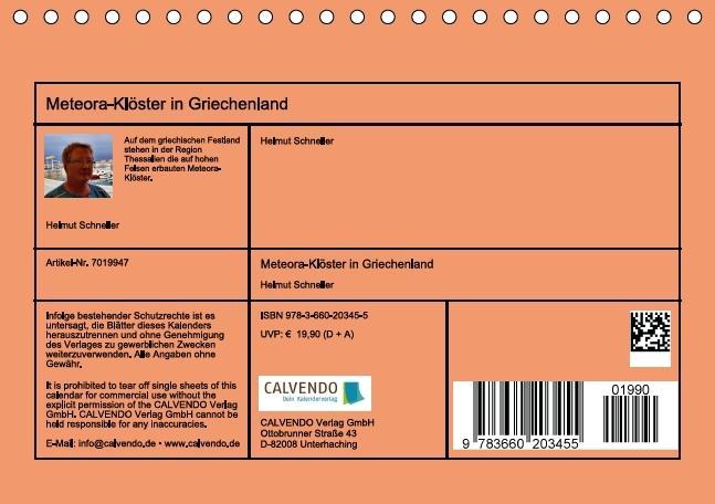 Weitere Ansicht: Meteora-Klöster in Griechenland (Tischkalender immerwährend DIN A5 quer) | Helmut Schneller