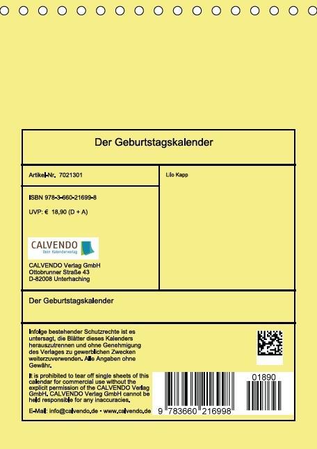 Weitere Ansicht: Der Geburtstagskalender (Tischkalender immerwährend DIN A5 hoch) | Lilo Kapp
