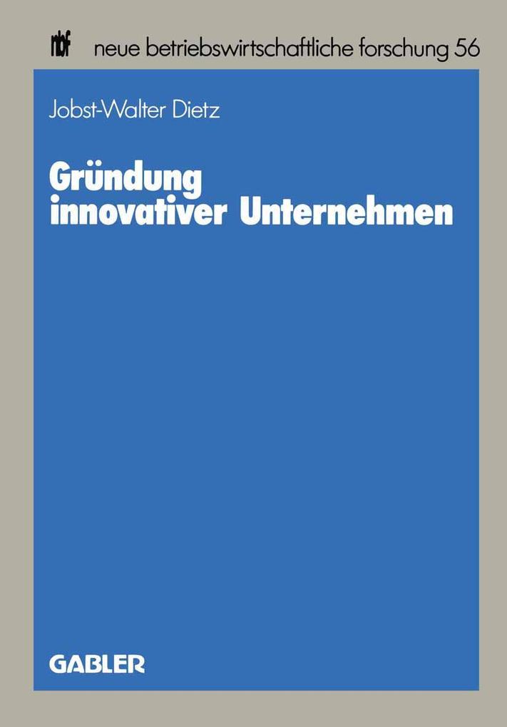 Produktbild: Gründung innovativer Unternehmen | Jobst-Walter Dietz