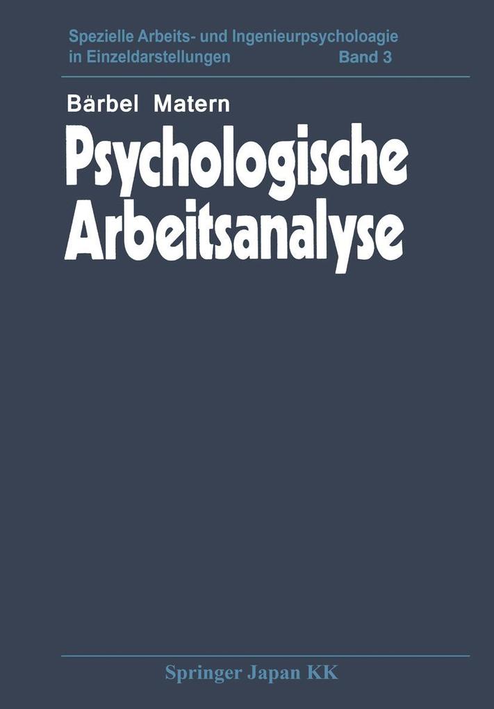 Produktbild: Psychologische Arbeitsanalyse | B. Matern